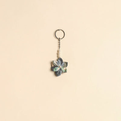 Beaded fabart flower keychain 31 - handcrafted