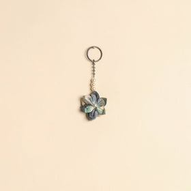 Beaded fabart flower keychain 31 - handcrafted