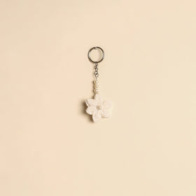 Beaded fabart flower keychain 32 - handcrafted