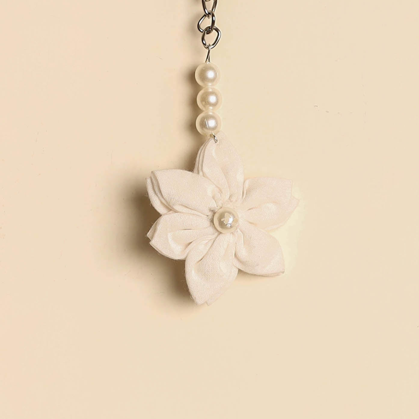Beaded fabart flower keychain 32 - handcrafted