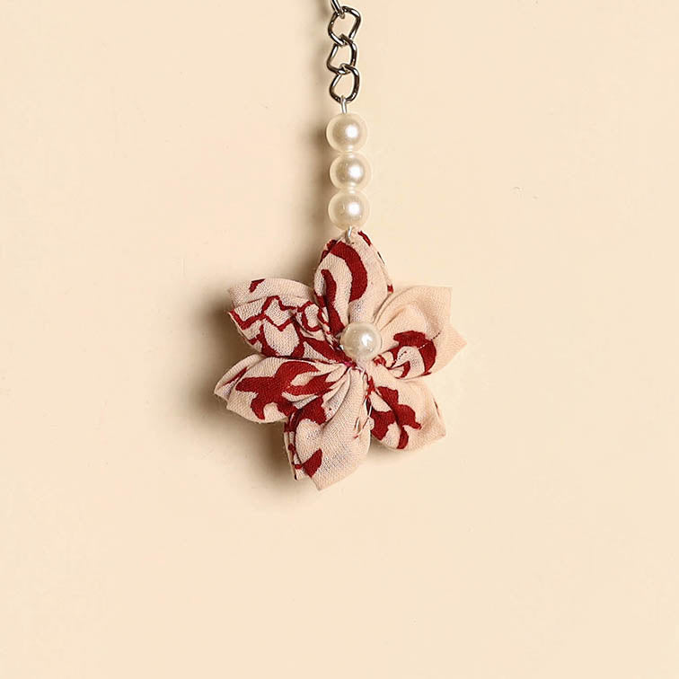 Beaded fabart flower keychain 33 - handcrafted