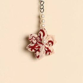 Beaded fabart flower keychain 33 - handcrafted