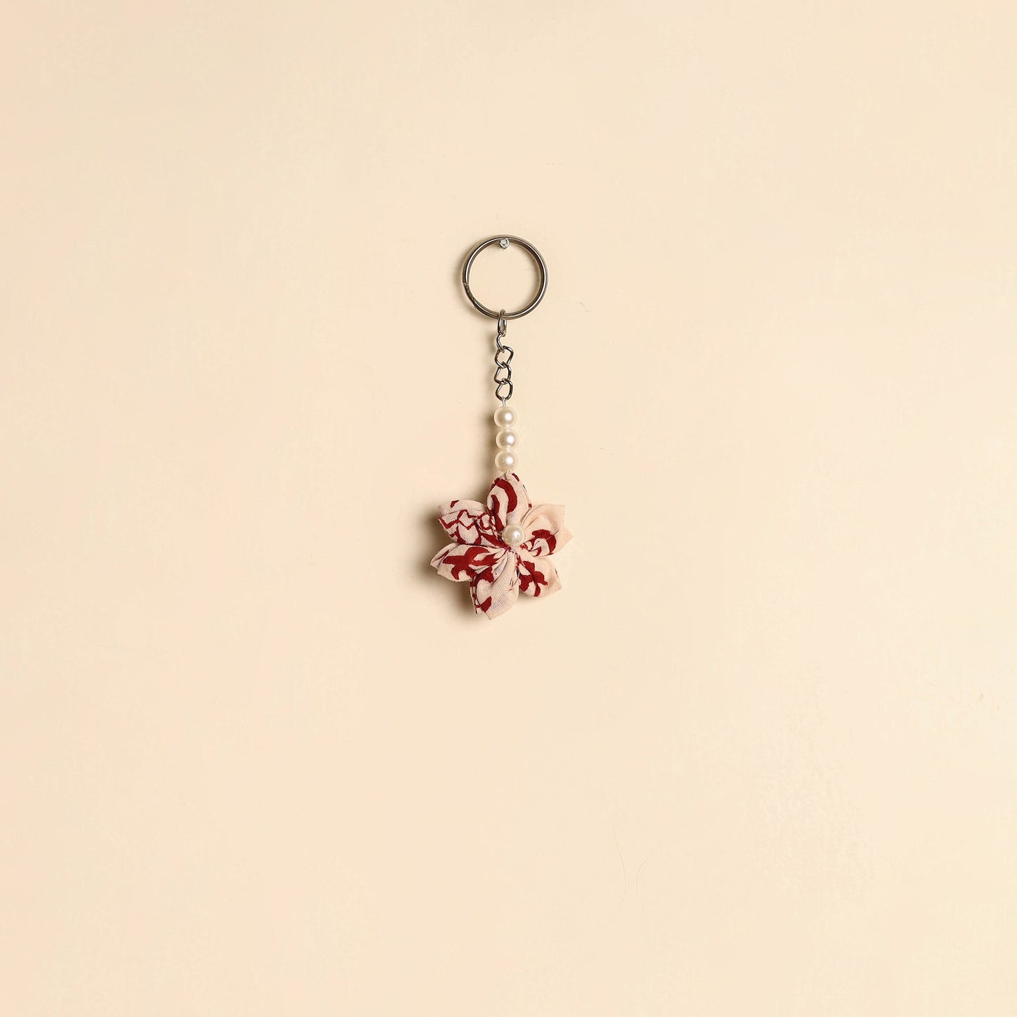 Beaded fabart flower keychain 33 - handcrafted
