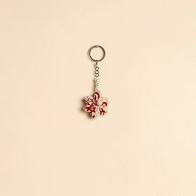 Beaded fabart flower keychain 33 - handcrafted
