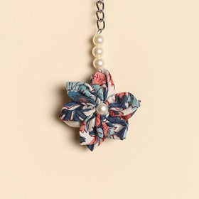 Beaded fabart flower keychain 34 - handcrafted