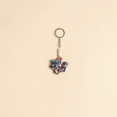 Beaded fabart flower keychain 34 - handcrafted