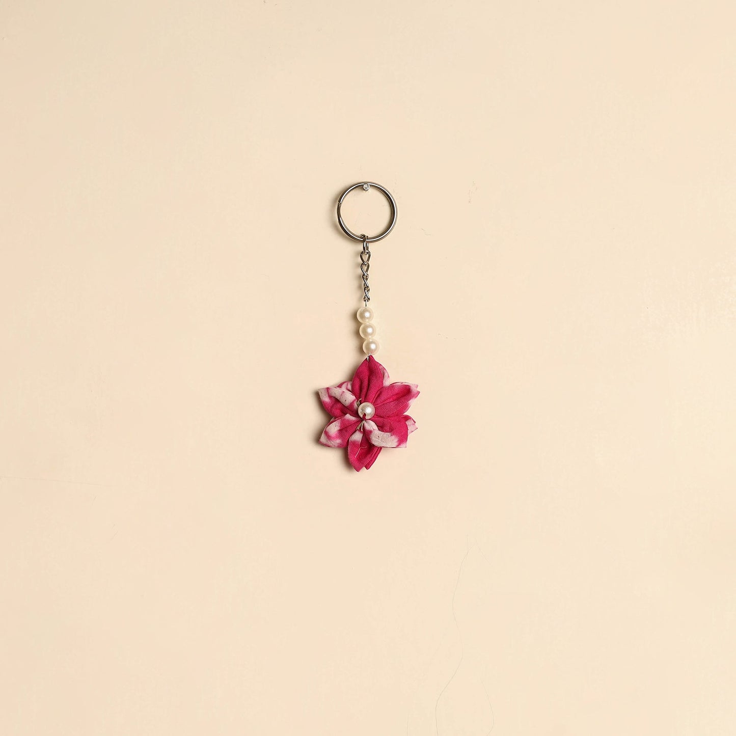 Beaded fabart flower keychain 35 - handcrafted