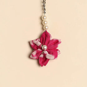 Beaded fabart flower keychain 35 - handcrafted