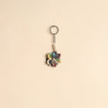 Beaded fabart flower keychain 36 - handcrafted