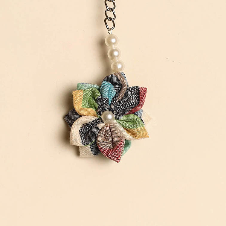 Beaded fabart flower keychain 36 - handcrafted