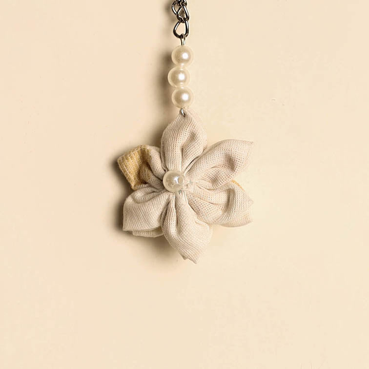 Beaded fabart flower keychain 37 - handcrafted