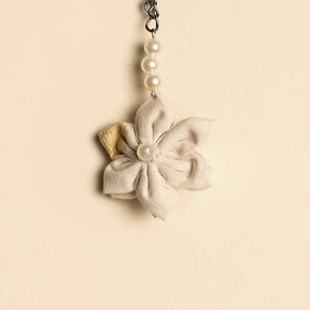 Beaded fabart flower keychain 37 - handcrafted