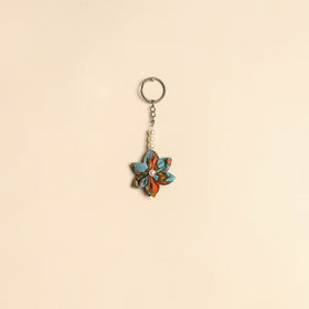 Beaded fabart flower keychain 38 - handcrafted