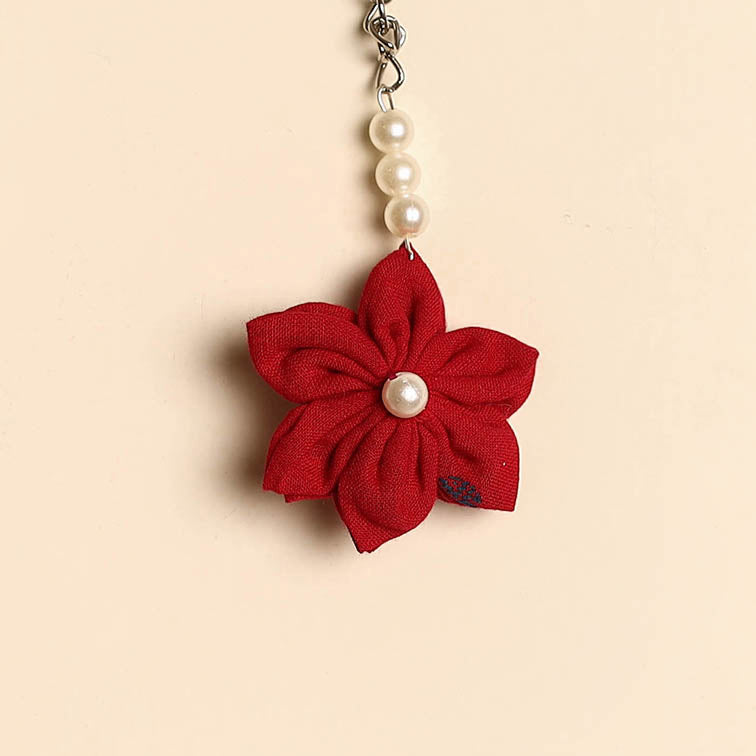 Beaded fabart flower keychain 39 - handcrafted
