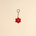 Beaded fabart flower keychain 40 - handcrafted