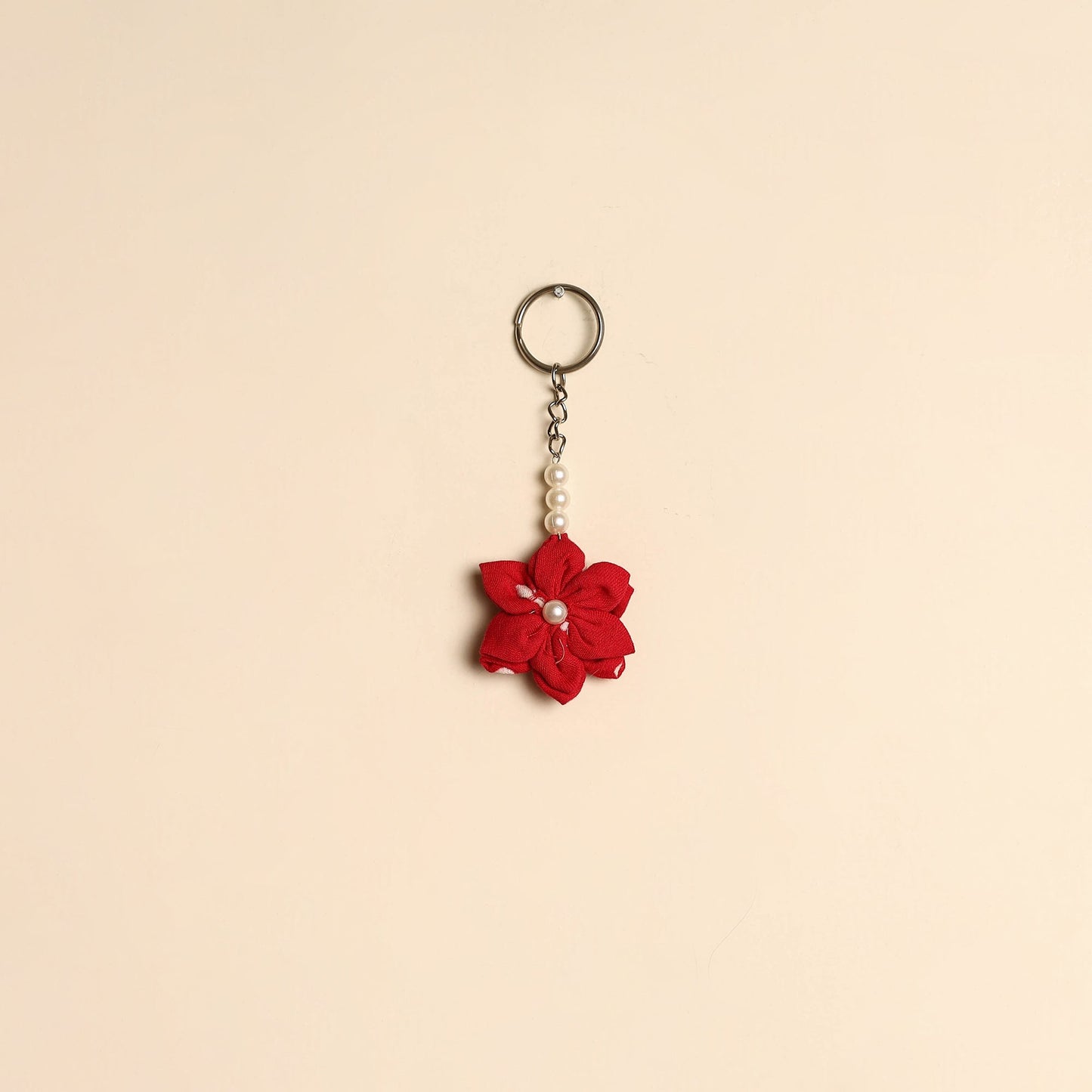 Beaded fabart flower keychain 40 - handcrafted