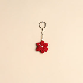 Beaded fabart flower keychain 40 - handcrafted