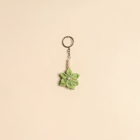 Beaded fabart flower keychain 41 - handcrafted