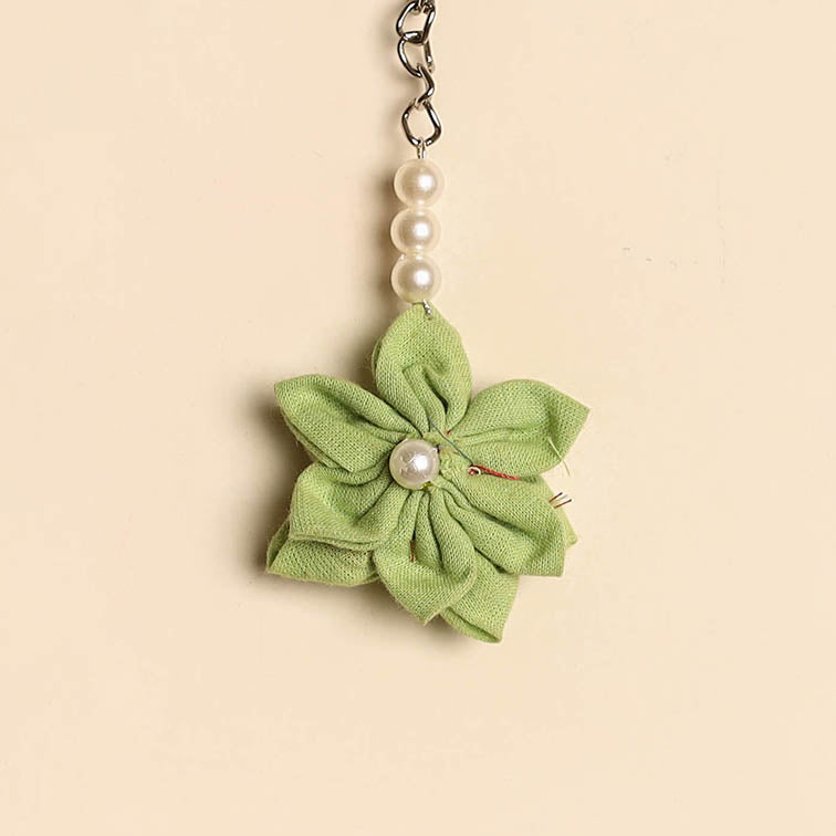 Beaded fabart flower keychain 41 - handcrafted