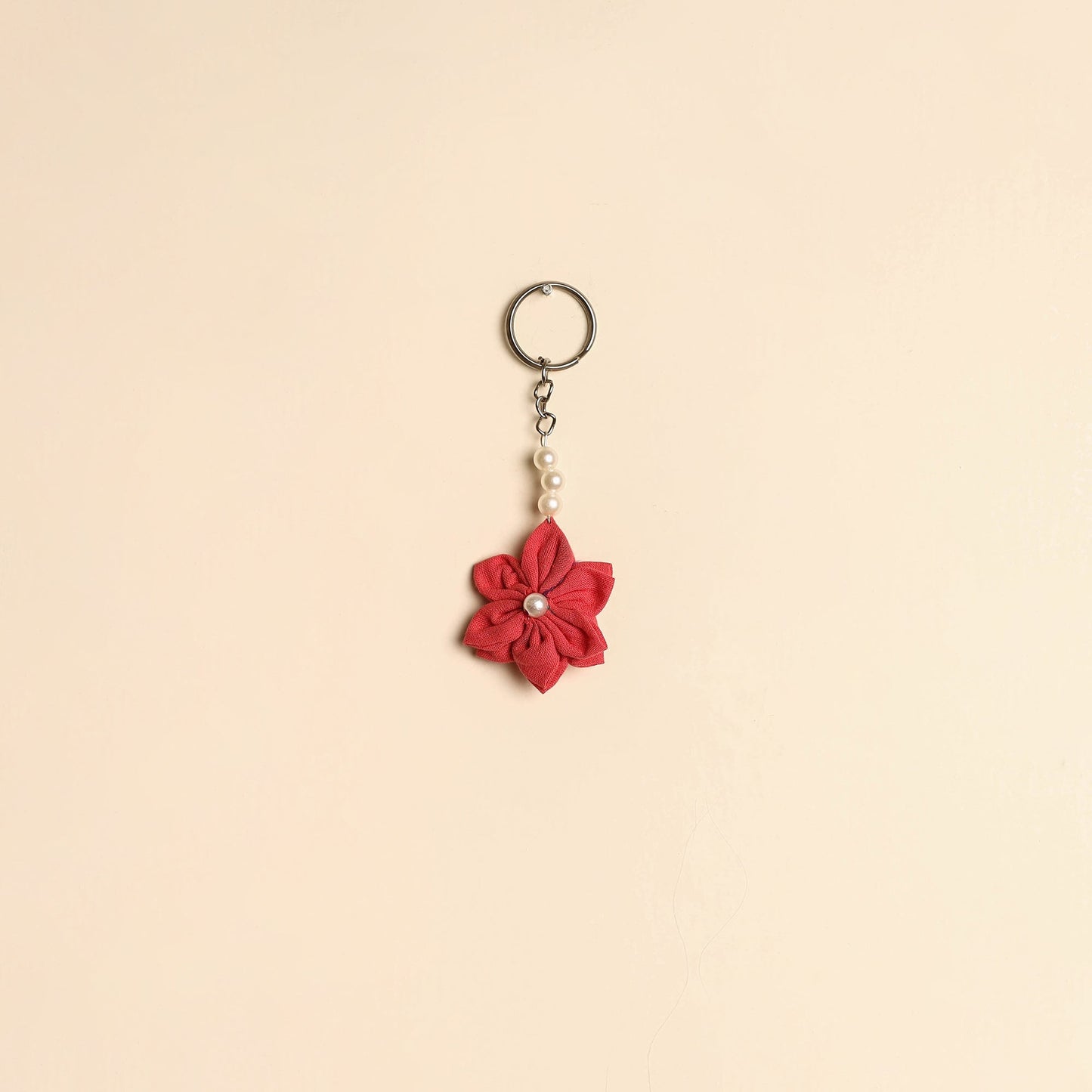 Beaded fabart flower keychain 42 - handcrafted