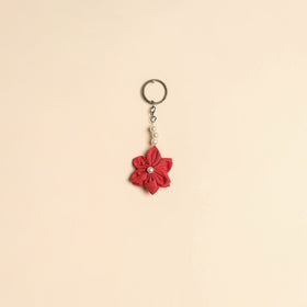 Beaded fabart flower keychain 42 - handcrafted