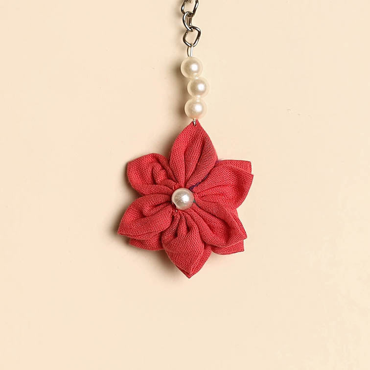 Beaded fabart flower keychain 42 - handcrafted
