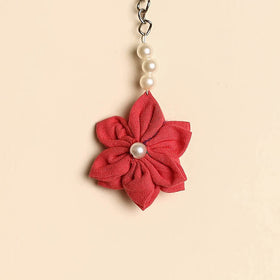 Beaded fabart flower keychain 42 - handcrafted