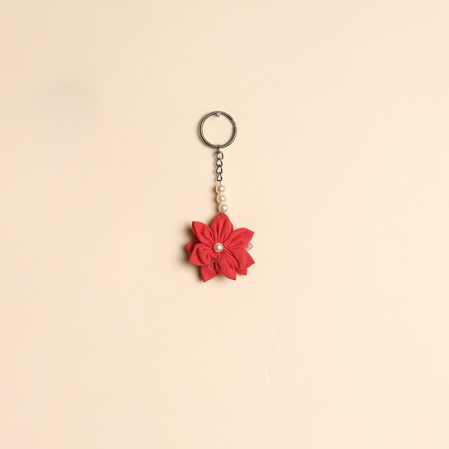 Beaded fabart flower keychain 43 - handcrafted