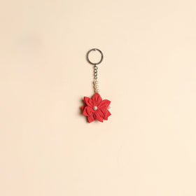 Beaded fabart flower keychain 43 - handcrafted