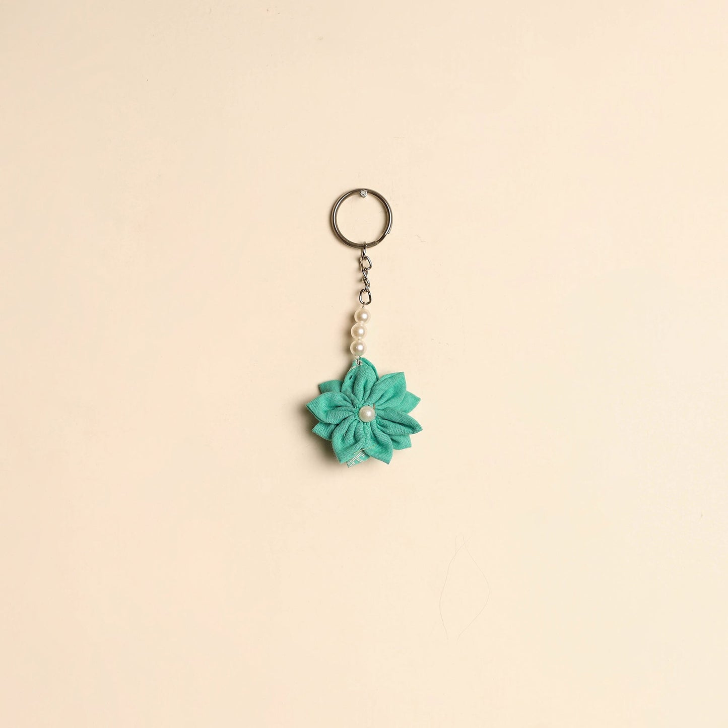 Beaded fabart flower keychain 44 - handcrafted