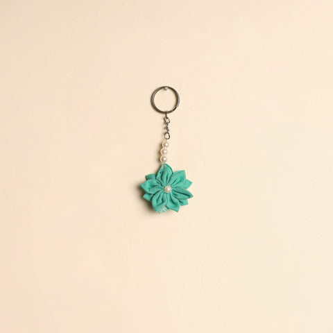 Beaded fabart flower keychain 44 - handcrafted