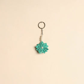 Beaded fabart flower keychain 44 - handcrafted