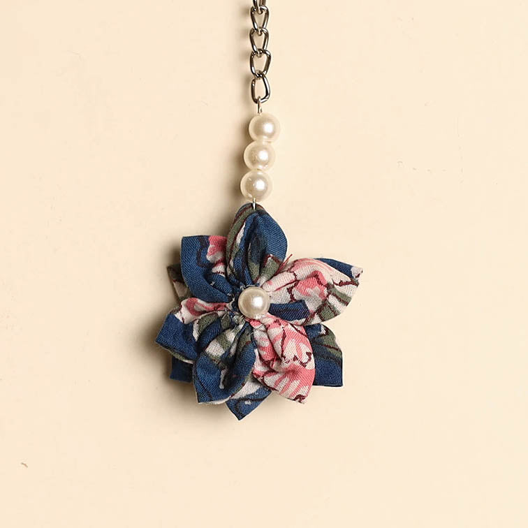Beaded fabart flower keychain 45 - handcrafted