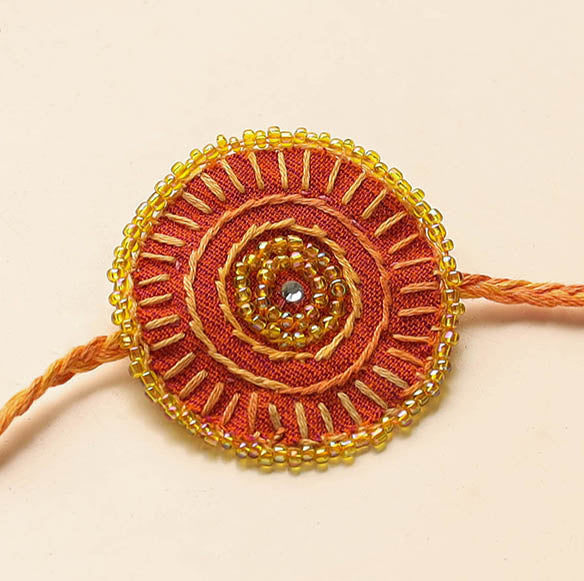 Beads & Thread Embroidered Reusable Rakhi