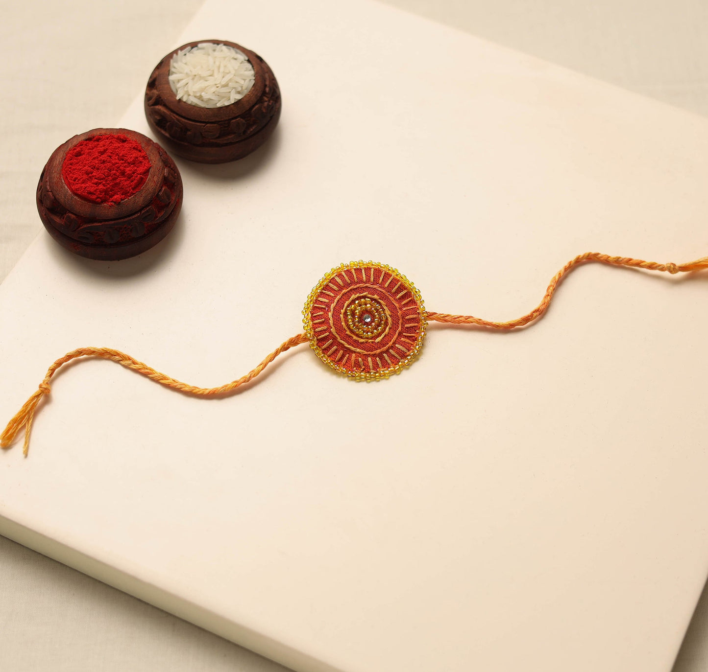 Beads & Thread Embroidered Reusable Rakhi
