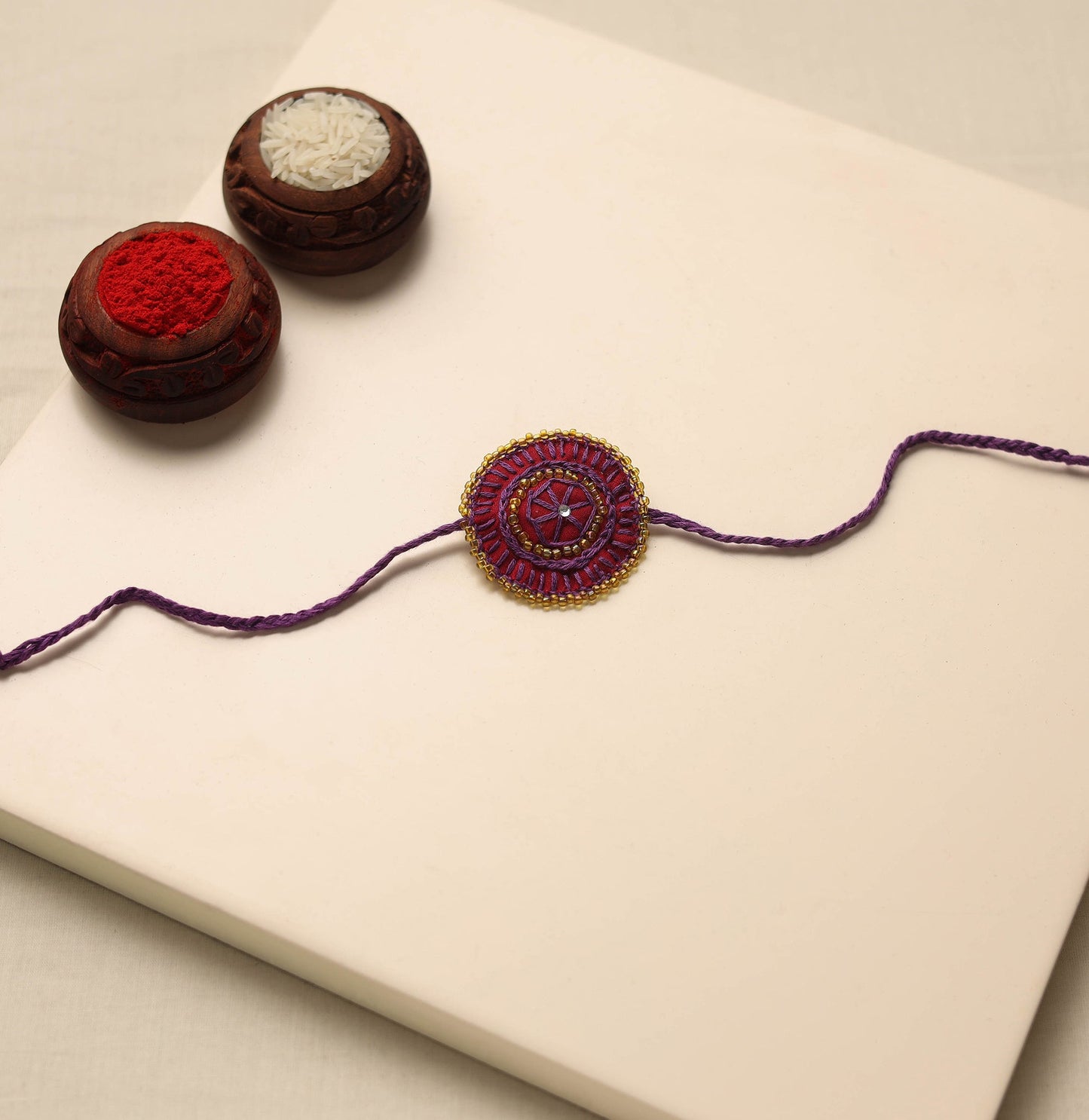 Beads & Thread Embroidered Reusable Rakhi