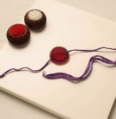 Beads & Thread Embroidered Reusable Rakhi