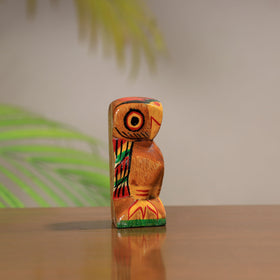 Beautiful Handpainted Burdwan Wood Owl Sculpture Set
