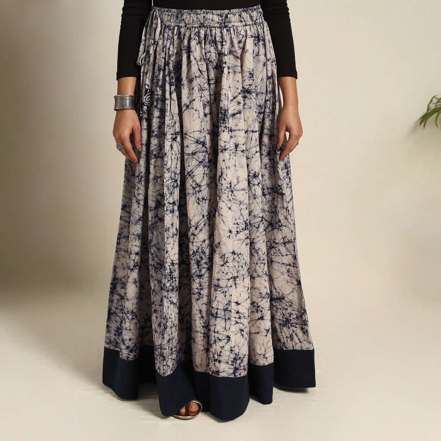 Buy 24 Kali Beige Patchwork Batik Print Cotton Long Skirt