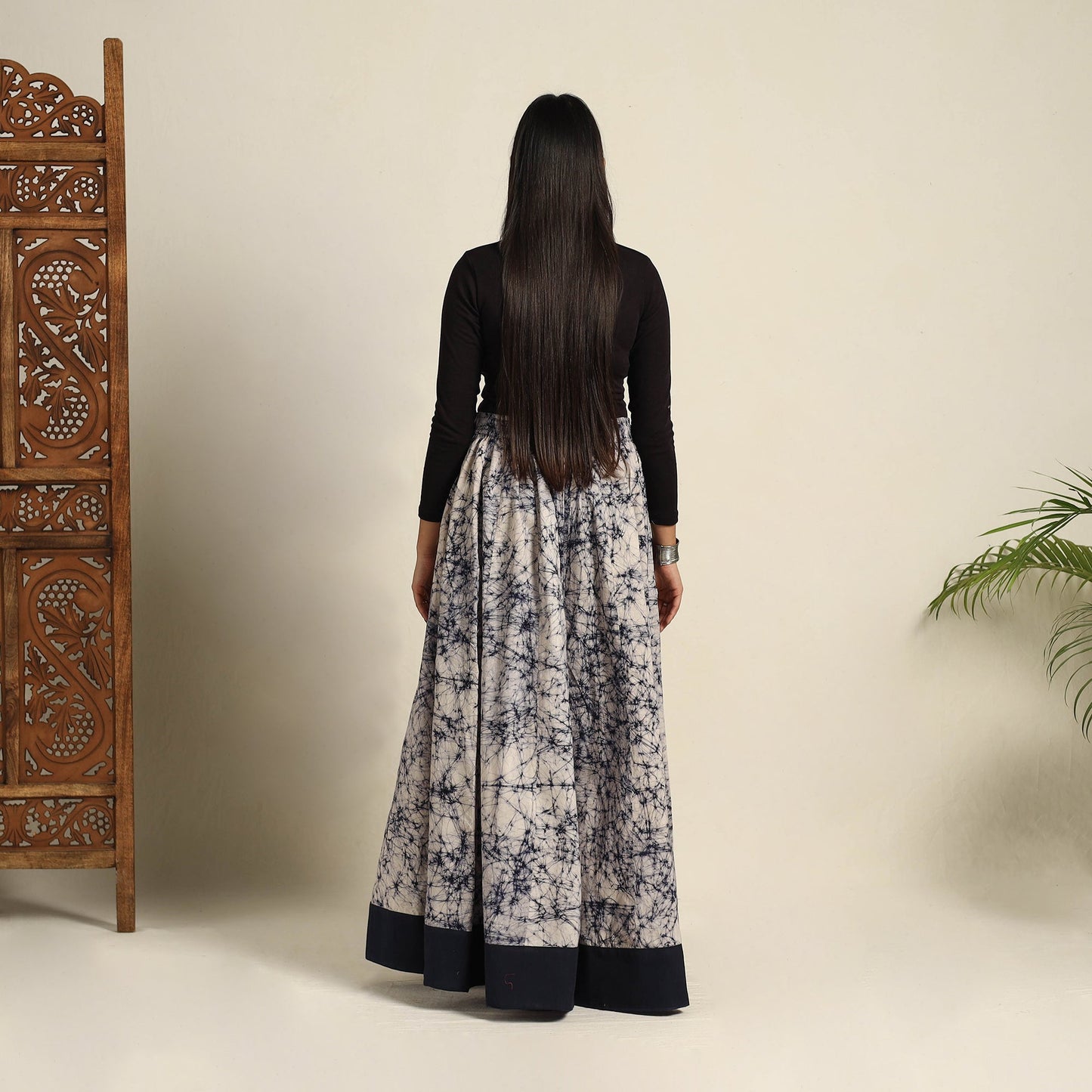 Buy 24 Kali Beige Patchwork Batik Print Cotton Long Skirt