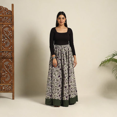 Beige 24 Kali Patchwork Batik Print Cotton Long Skirt