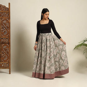 Buy 24 Kali Beige Patchwork Batik Print Cotton Long Skirt