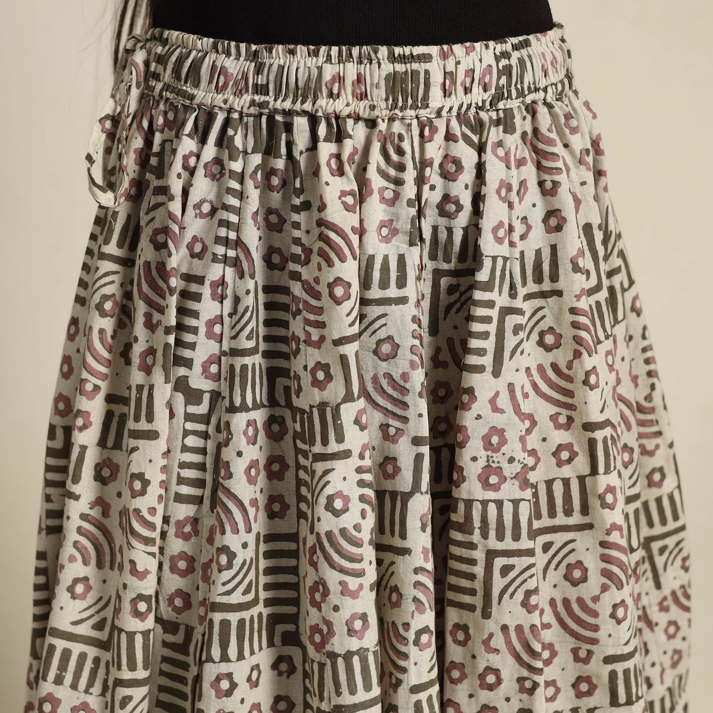 Buy 24 Kali Beige Patchwork Batik Print Cotton Long Skirt