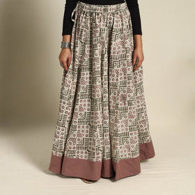 Buy 24 Kali Beige Patchwork Batik Print Cotton Long Skirt