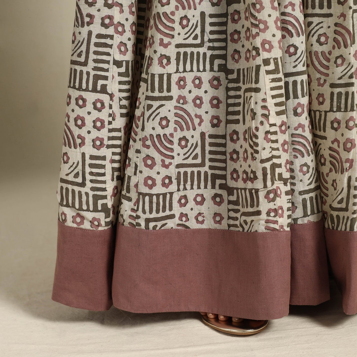 Buy 24 Kali Beige Patchwork Batik Print Cotton Long Skirt