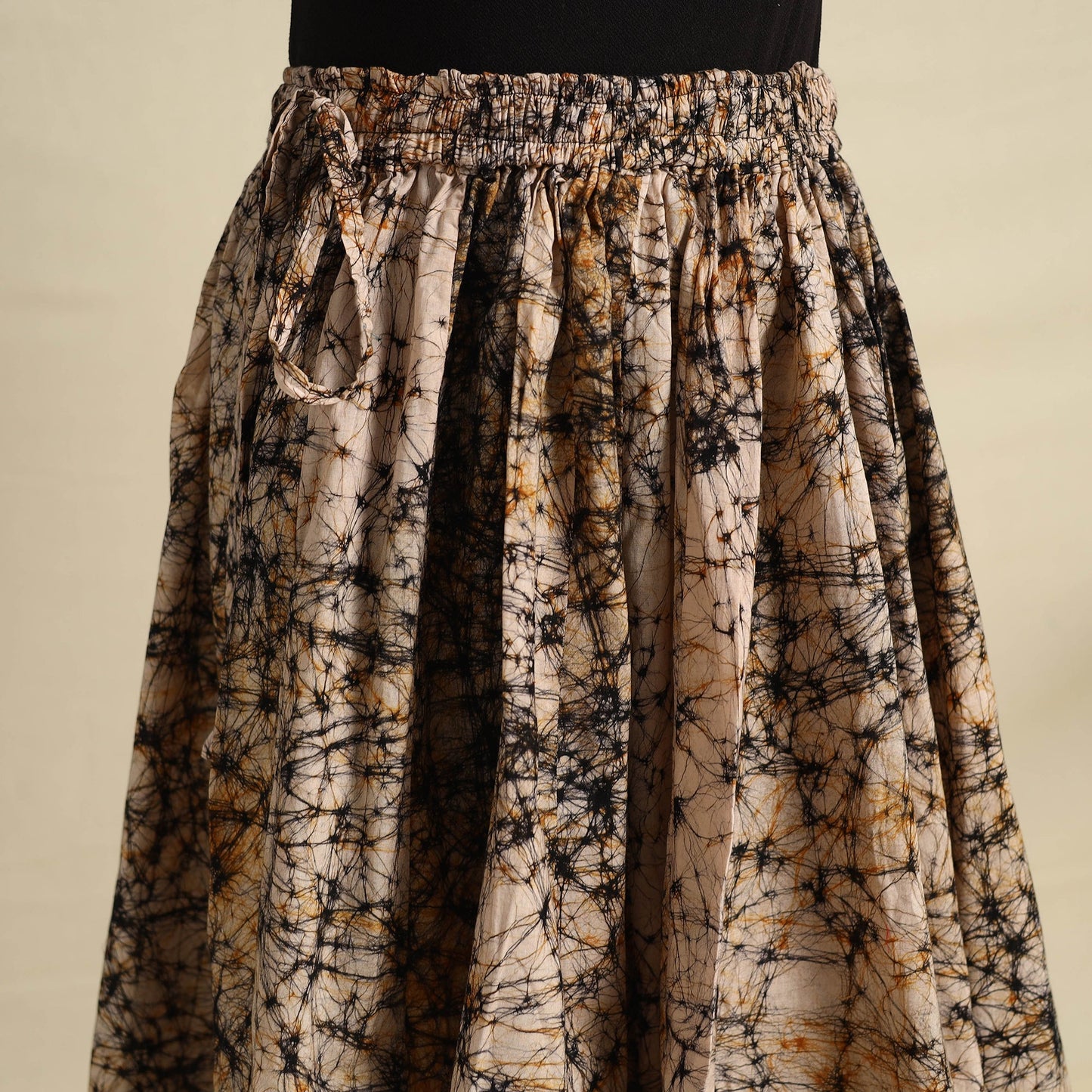 Beige 24 Kali Patchwork Batik Print Cotton Long Skirt