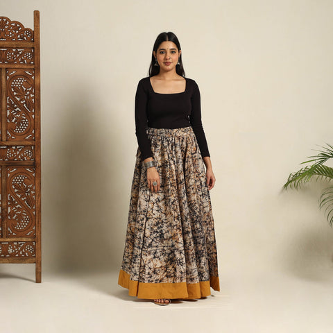 Buy 24 Kali Beige Patchwork Batik Print Cotton Long Skirt