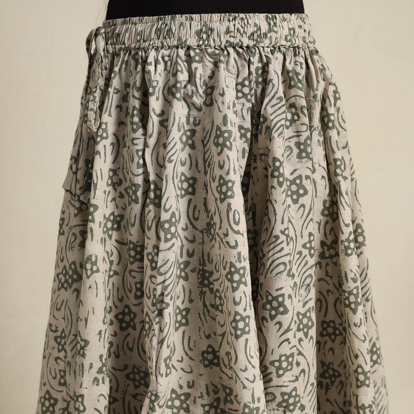 Beige 24 Kali Patchwork Batik Print Cotton Long Skirt