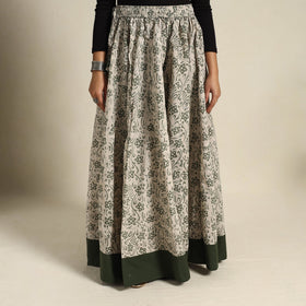 Beige 24 Kali Patchwork Batik Print Cotton Long Skirt