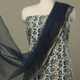  2pc Cotton Beige Ajrakh Print Kurta with Plain Dupatta
